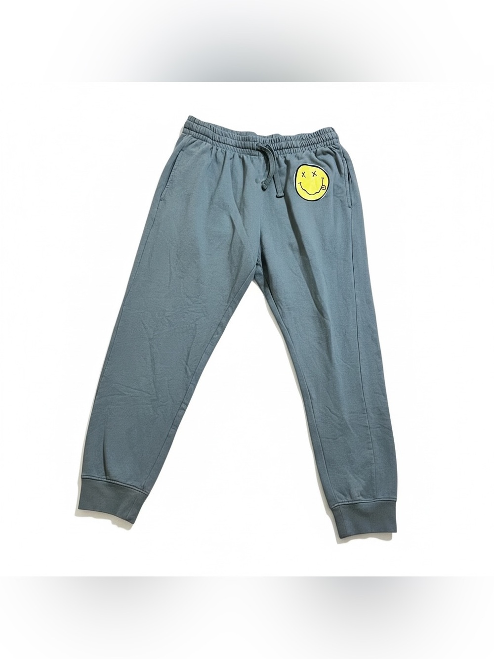 Nirvana Women’s XL Green Gray Smiley Face Jogger Sweatpants